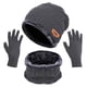 thumbnail image 1 of Gorro de punto de invierno, conjunto de bufanda cálida y guantes para pantalla táctil, 3 gorros con forro de lana para hombres y mujeres, 1 of 7