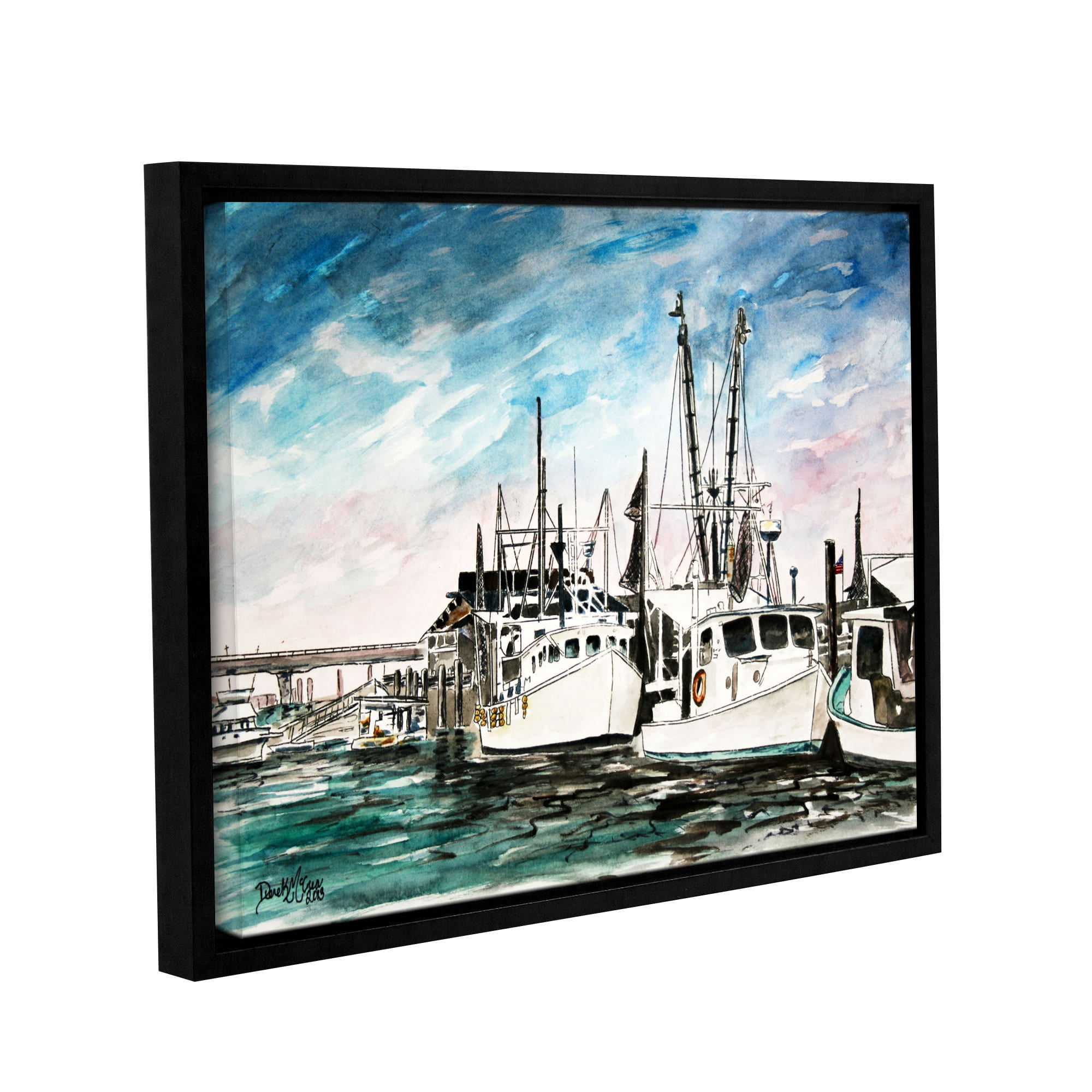 ArtWall Derek Mccrea "Boats Painting" Gallery-wrapped Floater-framed Canvas