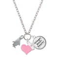 thumbnail image 1 of Delight Jewelry Silvertone Penguin - Light Pink Heart Nurse Strong Zoe Necklace, 1 of 4