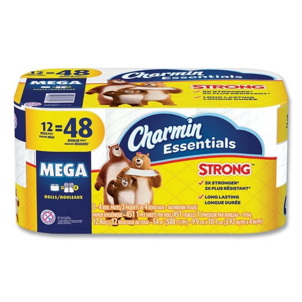 Essentials Strong Bathroom Tissue, Septic Safe, 1-Ply, White, 451/Roll,12 Rolls/Pack Essentials Strong Bathroom Tissue, Septic Safe, 1-Ply, White, 451/Roll,12 Rolls/Pack