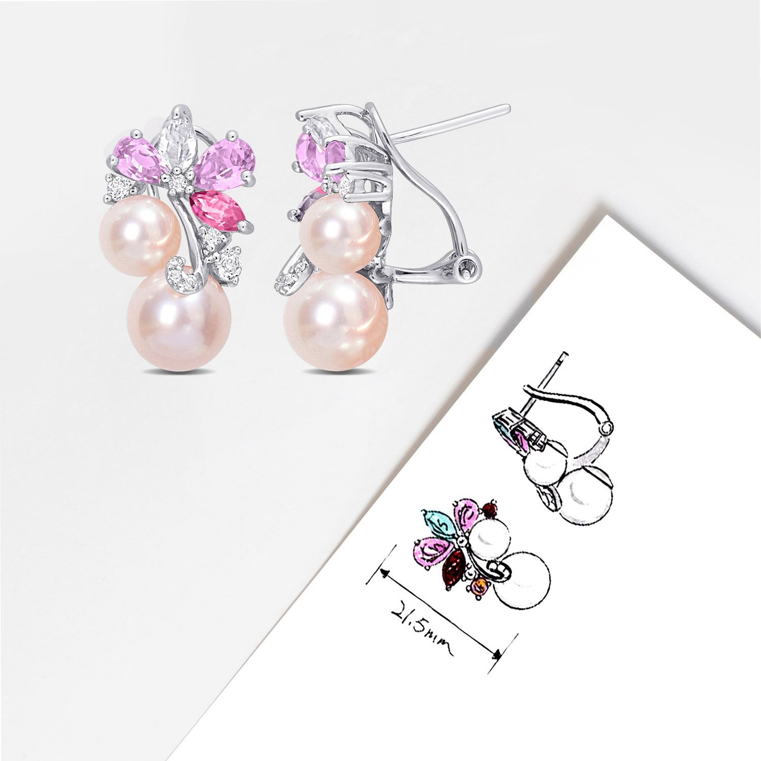 アクセサリー ALL BLUES PEARL EARRING Freshwater Cultured 6-8.5mm Pearl & Gemstone Earrings in