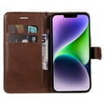 thumbnail image 6 of Nalacover Wallet Case for iPhone 15, Card Slots Holder Magnetic Clasp Premium Luxury PU Leather Flip Folio Cover with Kickstand Wrist Strap Soft Silicone Shockproof Case, Brown, 6 of 9