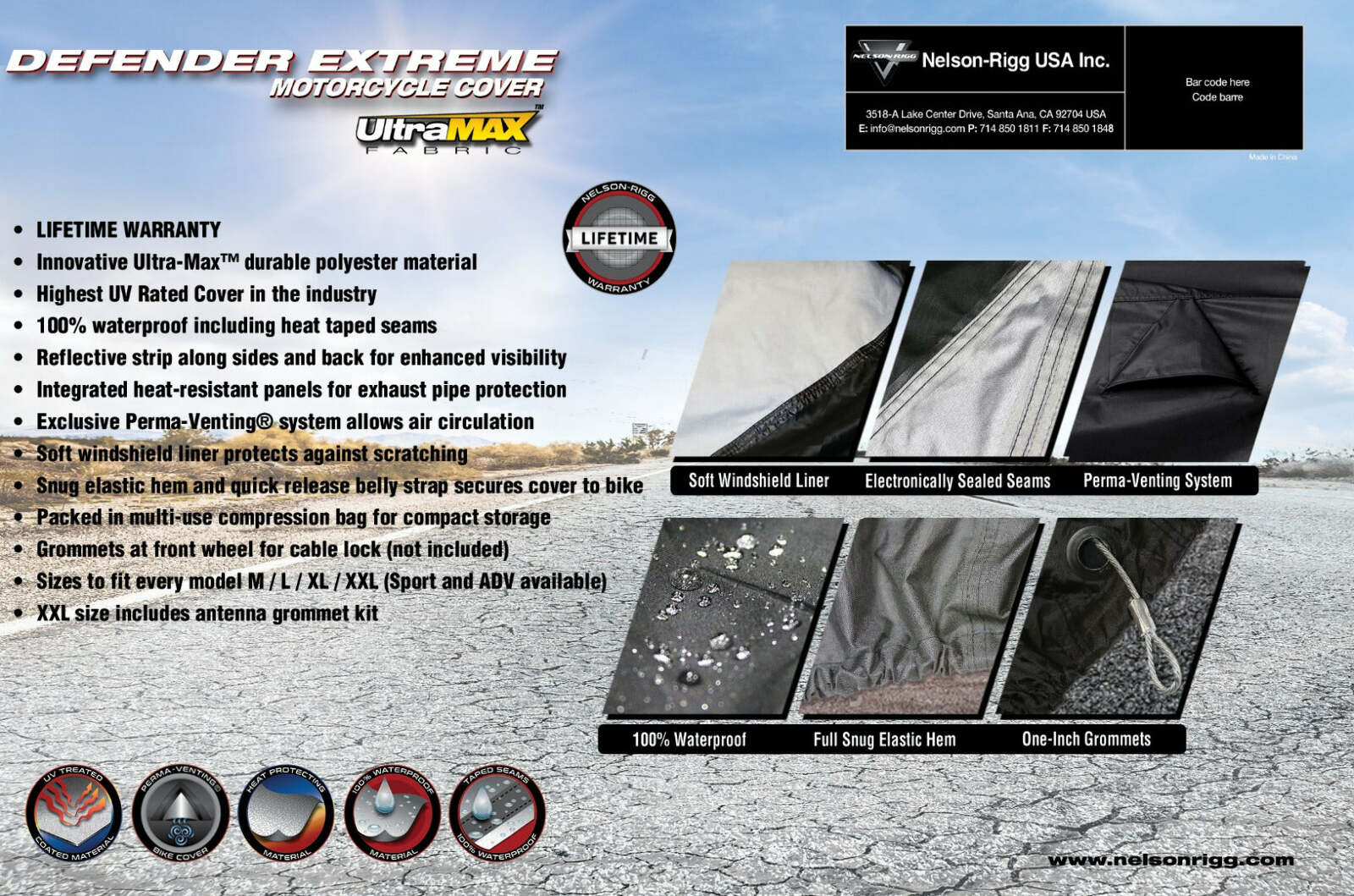 Nelson-Rigg Defender Extreme Waterproof Medium Motorcycle Cover (DEX-2000-02-MD)