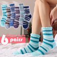 thumbnail image 3 of Anlisim Calcetines Difusos Para Mujer, Acogedores Y Esponjosos Pantuflas De Cabina De Invierno, Forro Polar Cálido, Suave, Grueso, Cómodo, Regalo, Calcetines Navideños Para El Hogar (Flamenco A (5 Par, 3 of 5