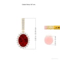 thumbnail image 2 of ANGARA Lab Grown 4 Ct Oval Ruby Halo Drop Earrings for Women in 14K Yellow Gold (Size-9x7mm) | July Birthstone, Birthday, Anniversary, Jewelry Gift for Women | Lab-Grown Ruby Earrings, 2 of 6