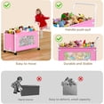 thumbnail image 6 of Extra Large Toy Box for Kids with 360° Rotating Wheels, Heavy Duty Toy Chest for Boys and Girls, Toy Storage Organizer for Kids, Toy Bins for Living Room, Nursery, Bedroom (Pink), 6 of 16