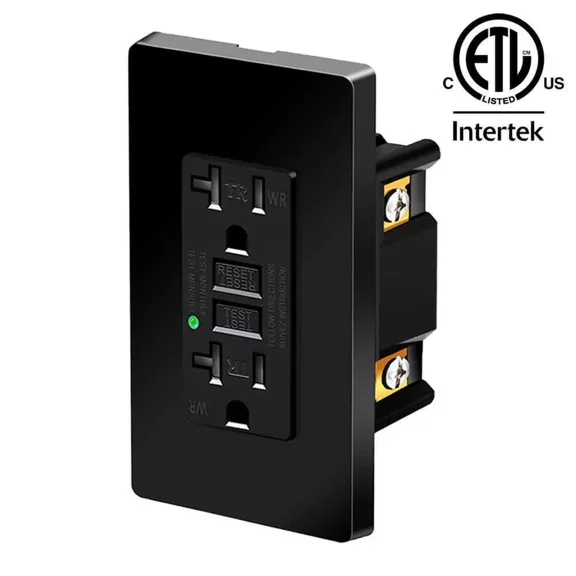 20Amp Gfci Outlets Tamper Resistant Wr Led Indicator Decor Gfi Receptacles Black