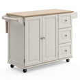 thumbnail image 1 of Homestyles Mobile Kitchen Island Cart with Wood Drop Leaf Breakfast Bar in White, 1 of 36