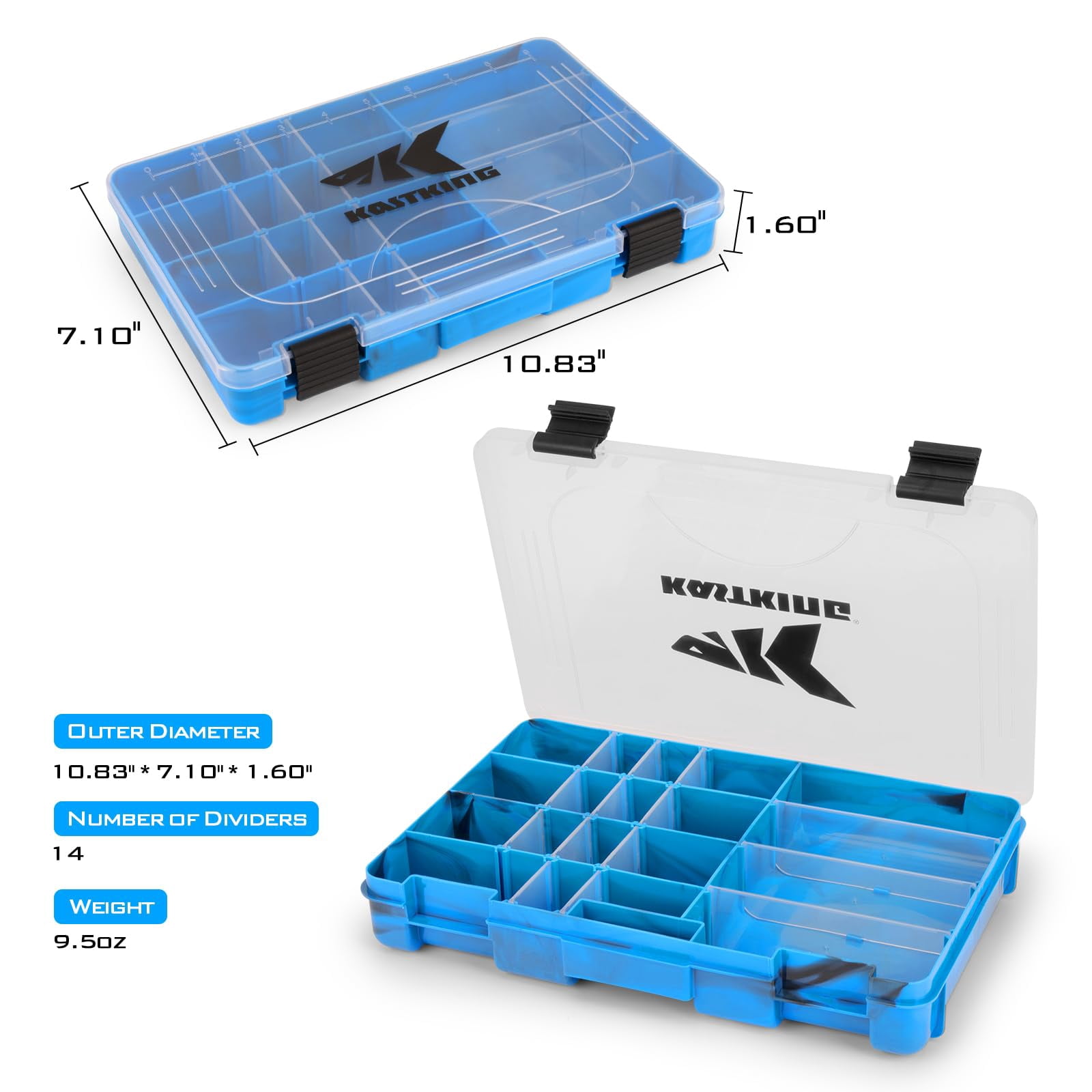 Tackle Boxes  Plastic Box Storage Organizer With Removable Dividers - Fishing 2 Packs /4 Trays Parts
