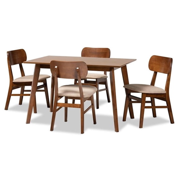 Bowery Hill Sand and Walnut Brown Finished Wood 5-Piece Dining Set