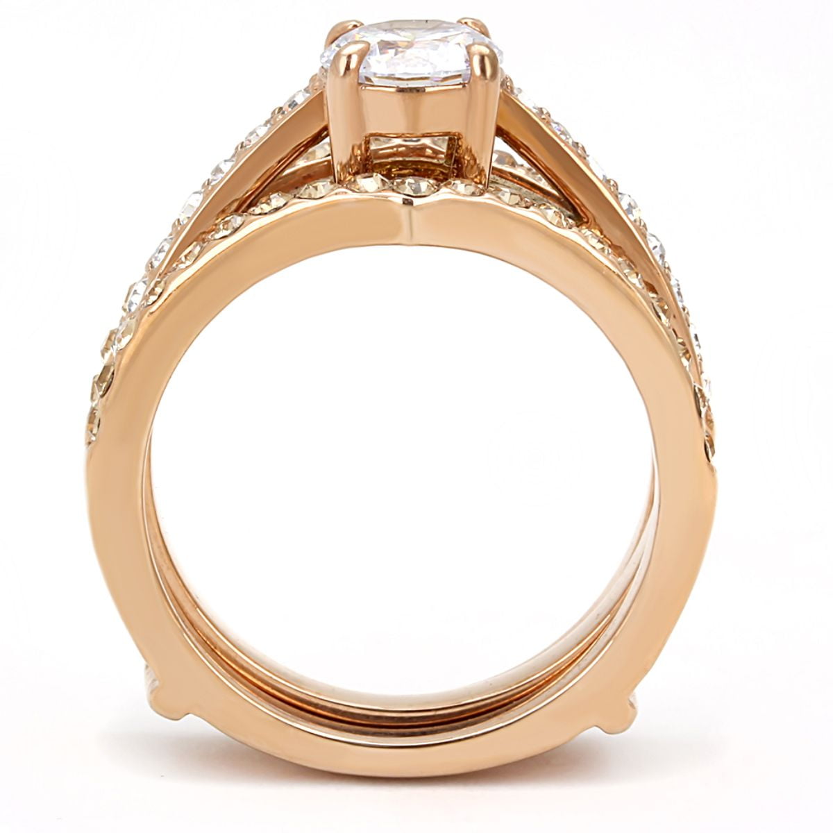 Luxe Jewelry Designs 3-Piece Women's Rose Gold IP Stainless Steel