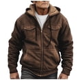 thumbnail image 2 of Tdoqot Mens Winter Coats Big and Tall with Pockets Vintage Warm Casual Mens Quilted Jacket Brown Size 4XL, 2 of 3