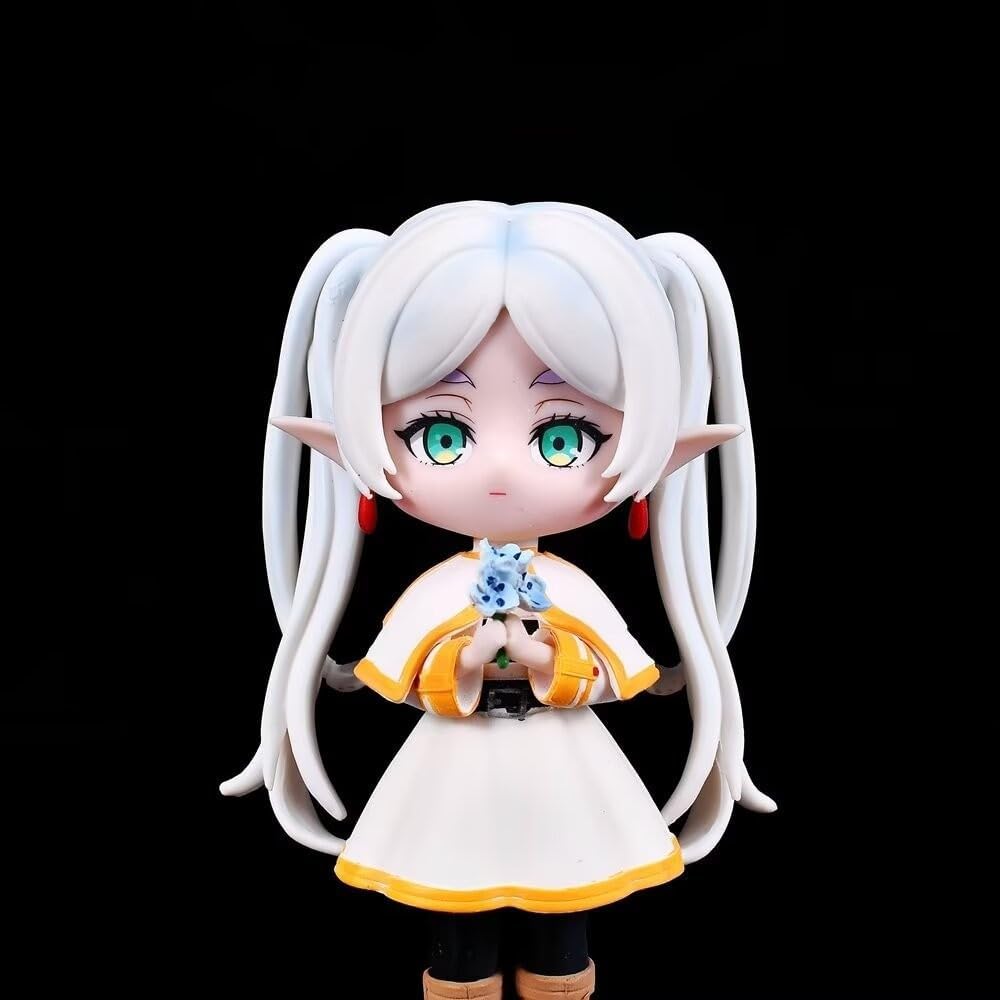 New Frieren Figure, Standing Q Version Magician Elf Frieren Action Figures 14cm/5.5inch Anime Model Game Character Statue Collection Decoration Gift