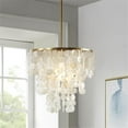thumbnail image 6 of Pemberly Row Transitional Metal and Shells Capiz Chandelier in Gold/White, 6 of 10