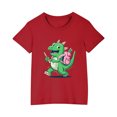 thumbnail image 3 of Odeerbi Kids Boys Girls T-shirt Dinosaur Print Short Sleeve Cotton Tee Tops Kids Fashion Cute Round Neck Cartoon Print Tees Red, 3 of 5