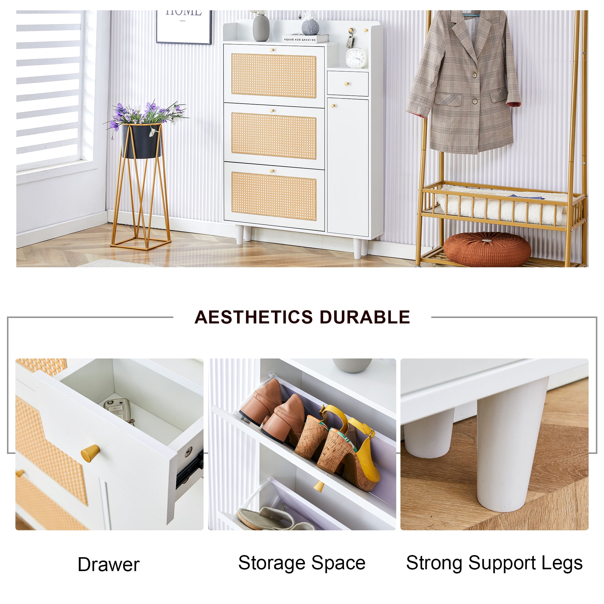 Shoe Storage Cabinet Narrow Hidden Shoe Cabinet Modern Storage Cabinet for Corridors and Living Rooms