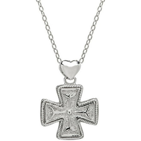 Lavaggi Jewelry Sterling Silver Petite Maltese Cross Pendant Necklace, 18 Chain