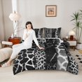 thumbnail image 4 of Homewish Fashion Leopard Print Bedding Comforter Set for Women, Giraffe Cheetah Animal Twin Comforter Sets, Grey Abstract Ombre Reversible Bedding Set, Super Cozy Room Decor, 2pcs, 4 of 8