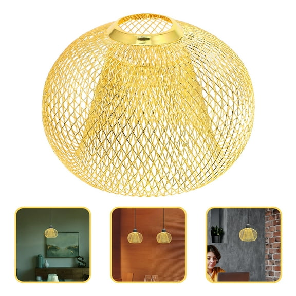 Hemoton Hollow Lampshade Ceiling Fan Replacement Wire Lampshade Mesh Lamp Shade Iron Wire Lampshade