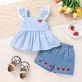 thumbnail image 3 of Younger Tree Baby Girl Clothes Outfits Summer Sleeveless Ruffle Bowknot Dress Top Shorts Set 2PCS for 18-24 Months, 3 of 9