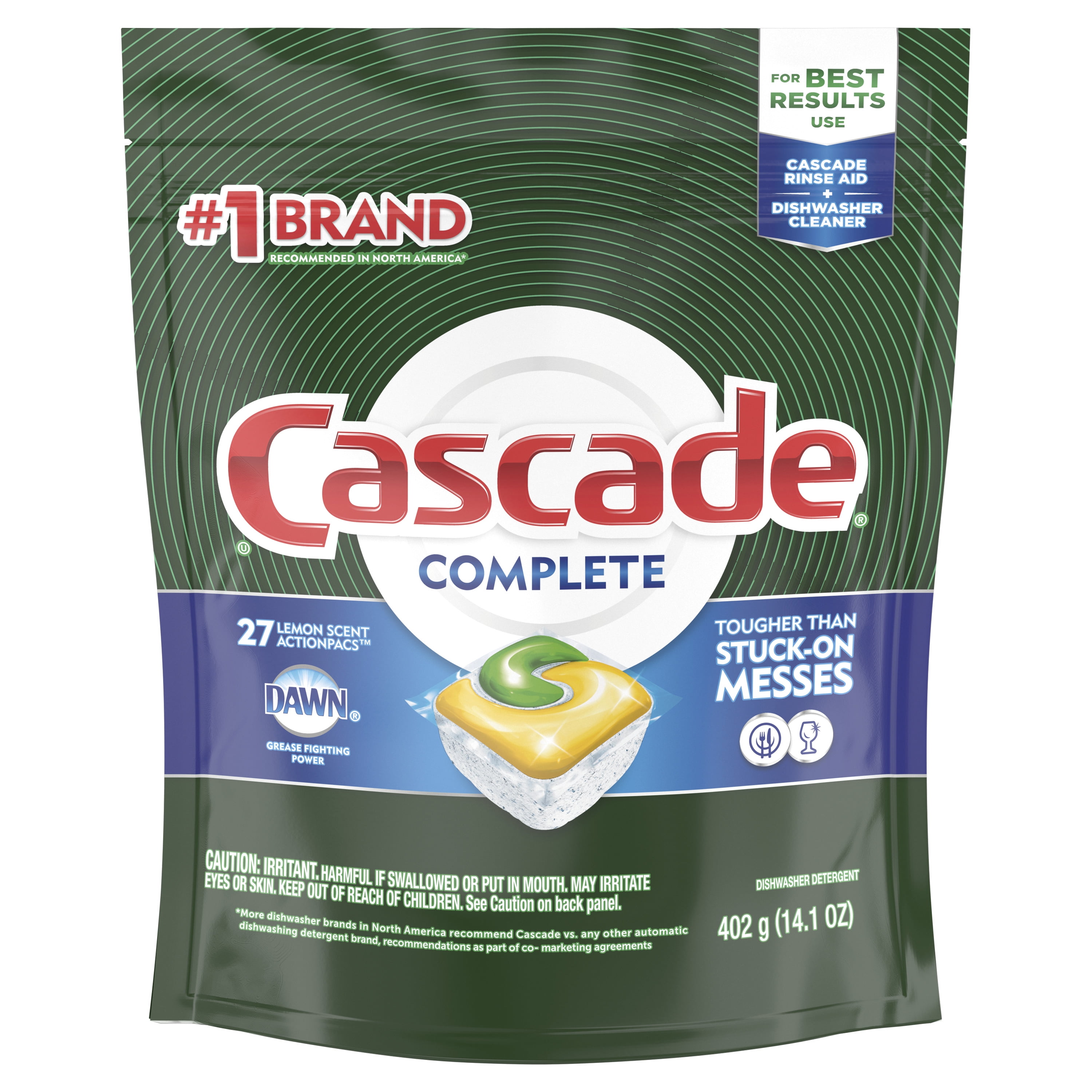 Cascade Complete ACtionPacs, Dishwasher Detergent, Lemon Scent, 27 Ct ...