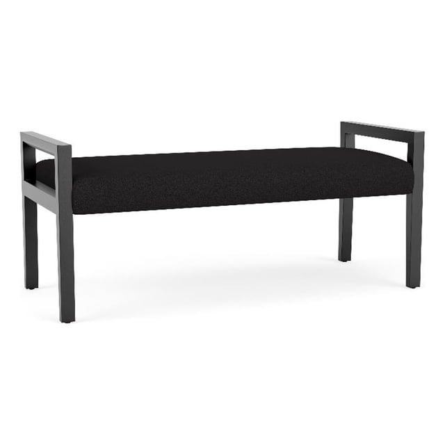 Pemberly Row Waiting Reception 2 Seat Bench Wood Frame in Black