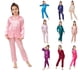 thumbnail image 2 of Conjunto de pijama de seda satinada para niños y niñas, ropa de dormir clásica, Top y pantalones de manga larga, venta al por mayor, D58, 2 of 4
