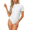 thumbnail image 1 of INSPIRE CHIC Justaucorps à Manches Courtes Col Montant pour Femmes P Blanc, 1 of 6