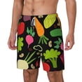 thumbnail image 2 of Uemuo Cartoon Vegetables Pattern Mens Swim Trunks Quick Dry Board Shorts with Mesh Lining, Stretch Beach Shorts Quick Dry No-Chafing Board Shorts-X-Large, 2 of 9
