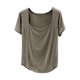 thumbnail image 1 of Camiseta de Manga Corta Mujeres Moda de Verano Yoga Casual Cuello Cuadrado Delantero Hombro Recto Cuello Redondo Superior, 1 of 4