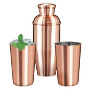 OGGI Copper Plated Stainless Steel Cocktail Shaker & 2 Tumblers (Set of 3) by OGGI