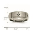 thumbnail image 6 of Chisel Titanium Brushed and Polished Masonic Laser Design 8mm Beveled Edge Band, 6 of 7