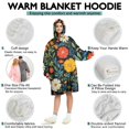 thumbnail image 5 of Wearable Oversized Blanket,Pioneer Flower Floral Print Pattern Wearable Blanket Hoodie for Adults,Cozy Hooded Blankets with Super Pockets,Super Warm Fuzzy Pullover for Women & Men, 5 of 6