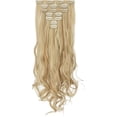 thumbnail image 2 of Extensiones de cabello natural con clip, extensiones de cabello rizado de 50 cm, 7 piezas, 16 clips, postizo sintético, extensiones de cabello largo ondulado, B Rojo Verde MX-0132446FYD, 2 of 5