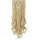 thumbnail image 2 of Extensiones de cabello natural con clip, extensiones de cabello rizado de 50 cm, 7 piezas, 16 clips, postizo sintético, extensiones de cabello largo ondulado, B Rojo Verde MX-0132446FYD, 2 of 5