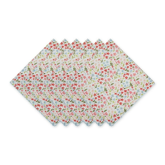 Juego De 6 Servilletas Con Estampado De Flores Dulces