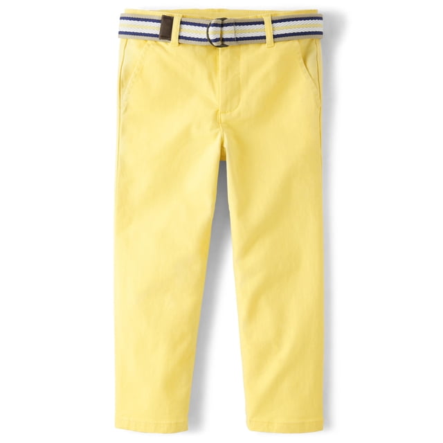Pantalones chinos de sarga con cinturón Gymboree, amarillo sol, para niños pequeños de 4 años