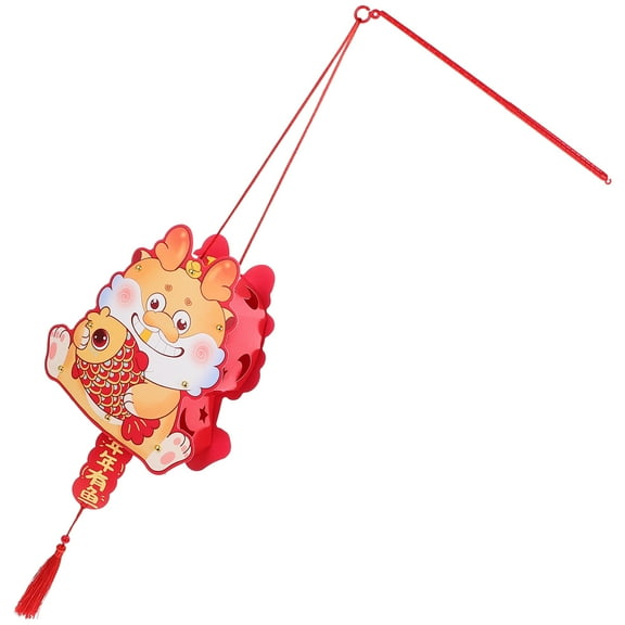 Raindrops DIY Dragon Lantern for Kids Playing Red Plastic Celebration Material Kit Portable and Convenient 1 Set