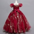 thumbnail image 4 of gdxvjhbj Robes Petite Fille Robes Filles Formelles Fête Mariage Tulle Sans Manches Contraste Maille Asymétrique Robe Taille 7-8 (Rouge, 7-8 Ans), 4 of 7