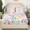 thumbnail image 2 of Kawaii Elephant Bedding Set Twin Size,Cartoon Elephant Flower Fitted Sheet,Cute Watercolor Floral Bottom Sheets Wildlife Animal Bed Set 2Pcs （No Top Sheet）, 2 of 6