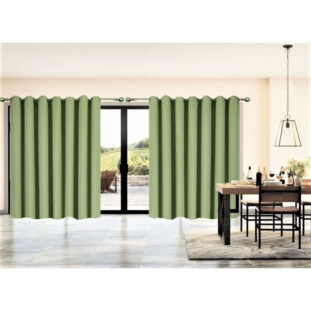 Biombo K100 térmico color salvia, panel opaco, para puerta de patio, ventana, cortina corrediza, pared de privacidad de 3 capas con ojales, extra ancho. Tamaño: 254 cm de ancho x 213 cm de largo.