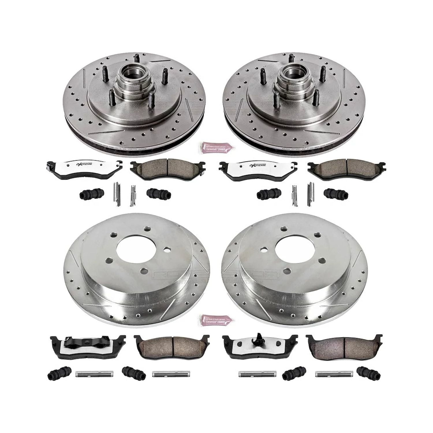PowerStop Front and Rear Z36 Truck & Tow Carbon-Fiber Ceramic Brake Pad and Drilled and Slotted Rotor Kit Fits: FORD Select Models K1881-36