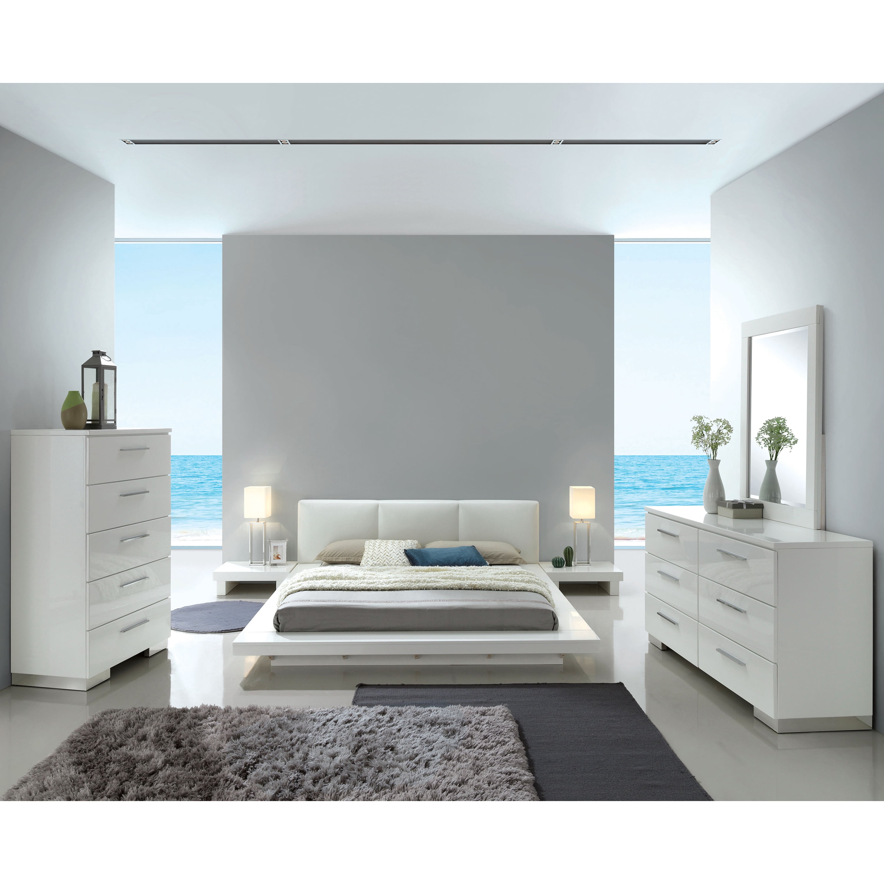 Furniture of America Krister Rustic Nightstand with 2-Drawer, Glossy White