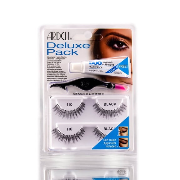 110 - Black Lashes , Ardell Deluxe Pack , Hair Scalp Skin Body - Pack of 1 w/ SLEEK Teasing Comb