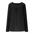 thumbnail image 2 of Shirts for Women Loose Long Sleeved Shirt Pleated Top Round Neck T Shirt Base Plus Size Solid Color Tops Sweatshirt for Women, 2 of 9
