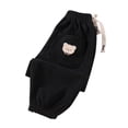 thumbnail image 3 of Ahuyic Long Pants for Kids,Boys Girls Bear Print Pants 3-12 Years Elastic Waist Casual Trousers with Pockets for Fall Winter,10 Years Black, 3 of 4