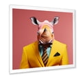 thumbnail image 2 of Designart "Rhino Suited Up in Yellow II" Animals Framed Wall Art Decor - Modern Yellow Rhino Bedroom Framed Canvas Wall Art, 2 of 6