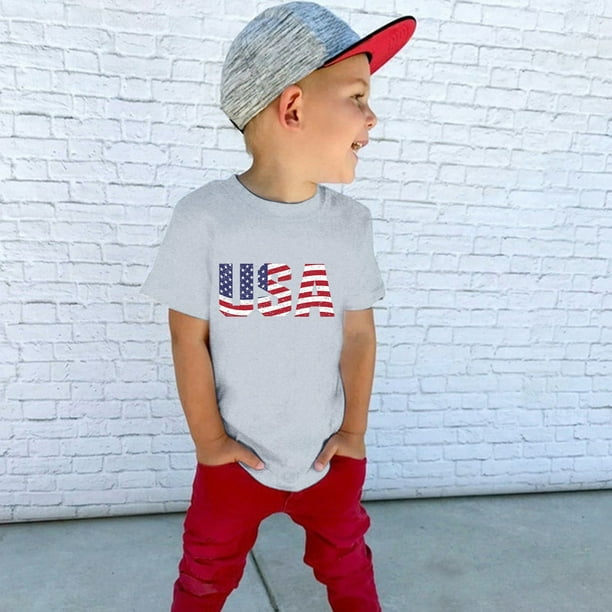 Gibobby Tirantes Para Camisa Ninos pequenos Bebes Ninas Ninos 4 de julio Verano Manga corta Dia de la independencia Camiseta Camiseta Bandera americana Tops Gris 5 Anos Bodega Aurrera en linea