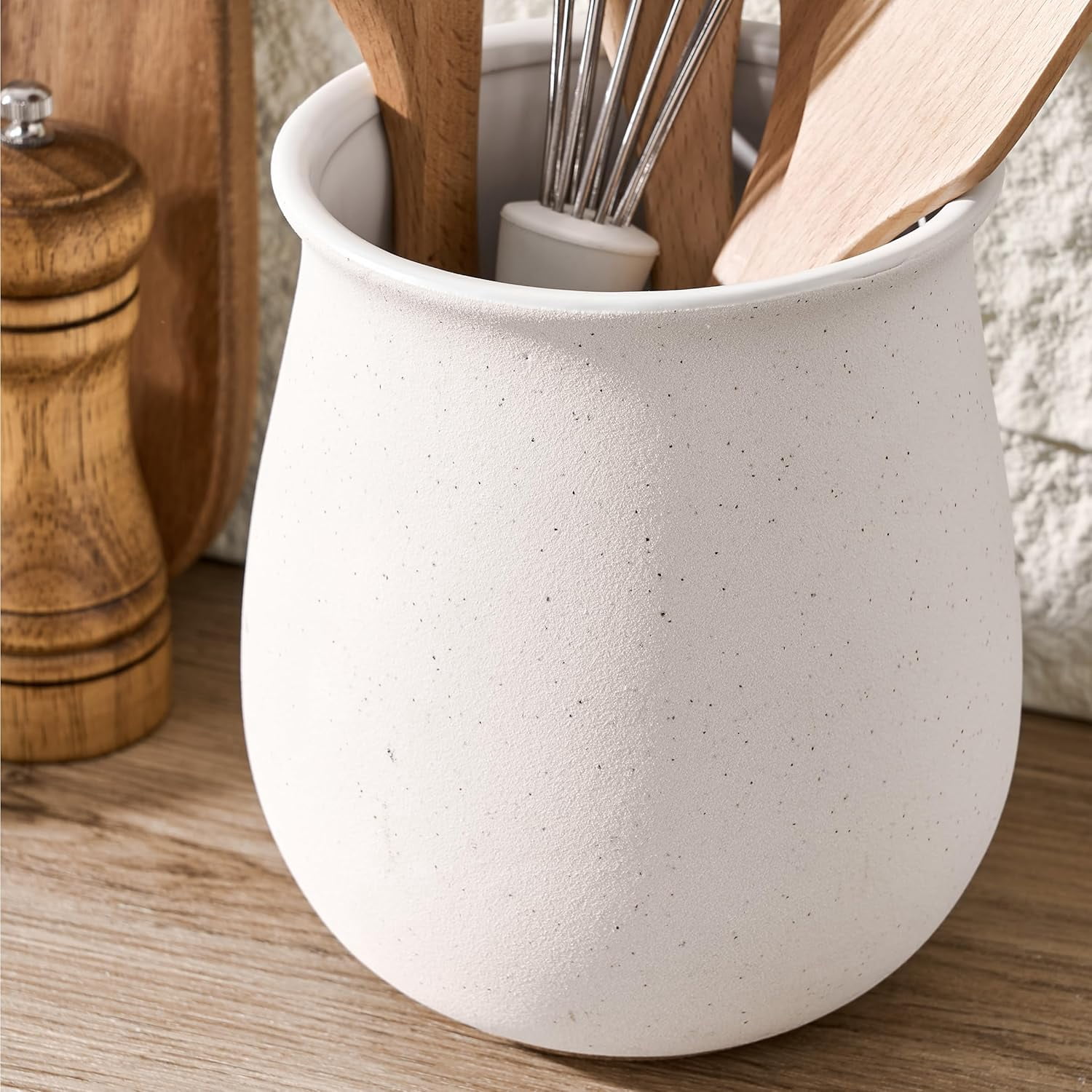 Ceramic Utensil Holder with Floral Pattern
