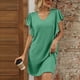 thumbnail image 4 of Vestido de Malla para las Mujeres Sexy, Cuello Redondo de Color Sólido, Vestido de Bolsillo sin Mangas, 4 of 6